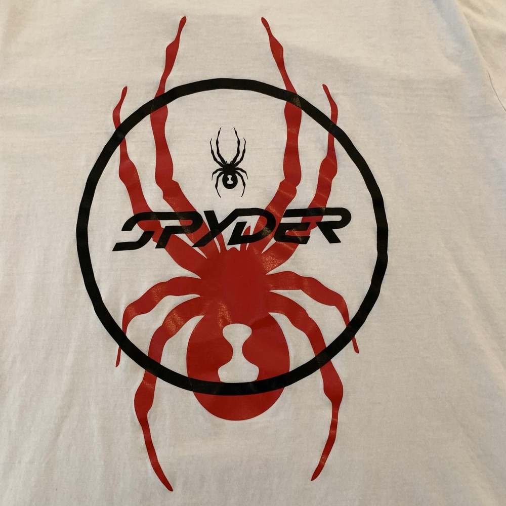 Spyder Shirt Mens Large White Red Spider Logo Graphic Tee T-Shirt Tagless Cotton